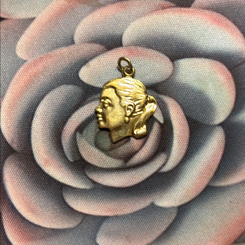 Vintage Gold Plated Profile Pendant